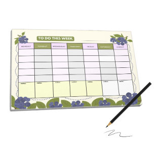 Weekly planner with blueberries notepad