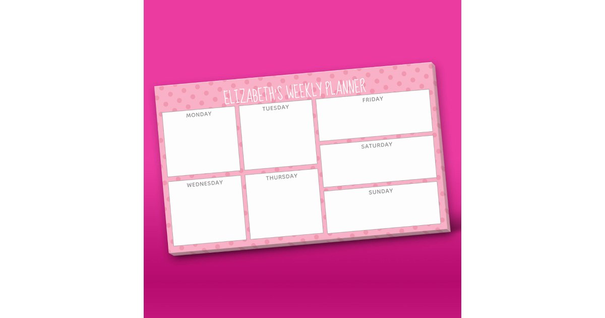 Weekly Planner with blush pink pattern name Post-it Notes | Zazzle