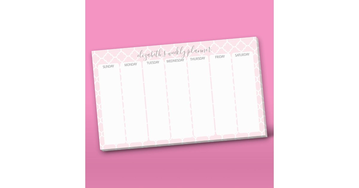 Weekly Planner with blush pink pattern name Post-it Notes | Zazzle