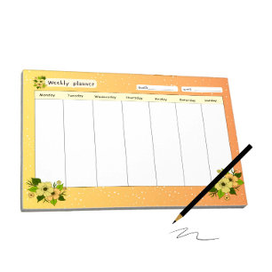 Weekly planner with flowers notepad