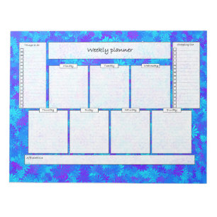 Weekly planner with goals and shopping list notepad