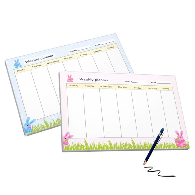 Weekly planner with pink bunnies notepad (Creator Uploaded)