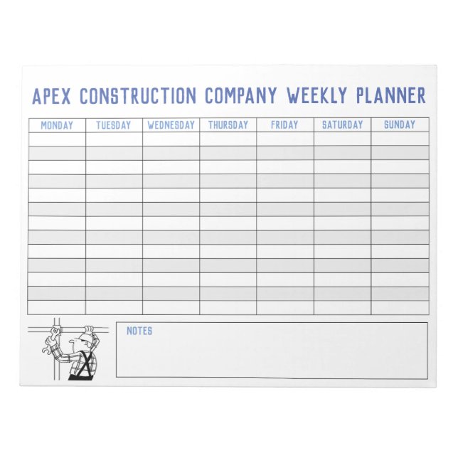Weekly Planner with Title to Personalize. Notepad (Front)