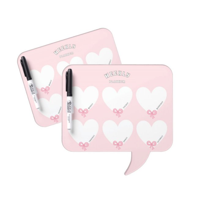 Weekly planner with white hearts dry erase board (Creator Uploaded)