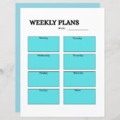 WEEKLY PLANS sheet (Front/Back)