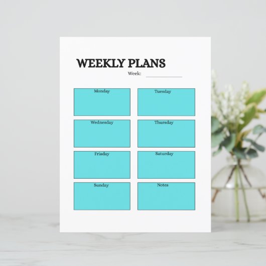 WEEKLY PLANS sheet (Standing Front)