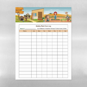 Weekly Plant Care Log Magnetic Dry Erase Sheet