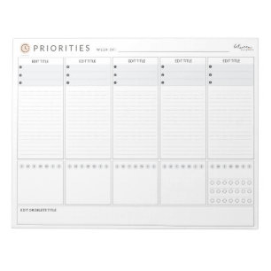 Weekly Priorities Planner Notepad