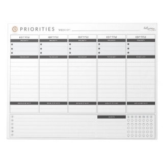 Weekly Priorities Planner Notepad