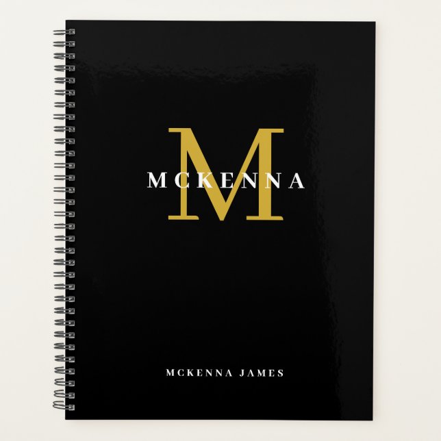 Weekly Professional Monthly Black Gold Business Planner (Front)