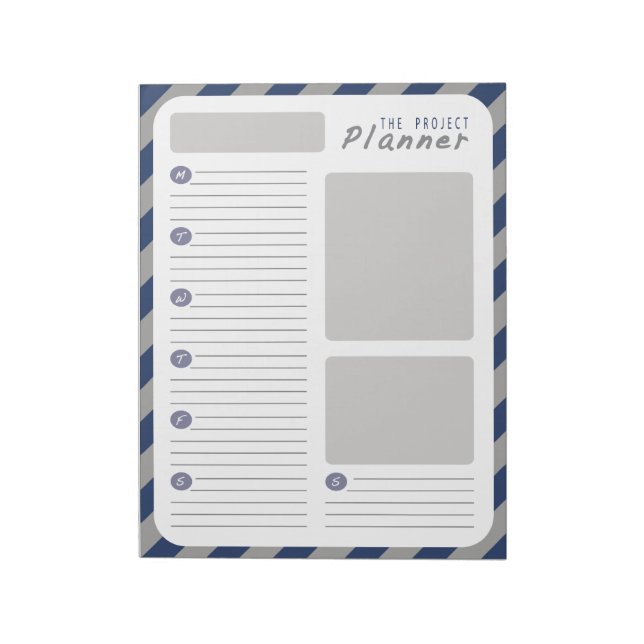 Weekly Project planner - Blue and Gray Notepad (Rotated)