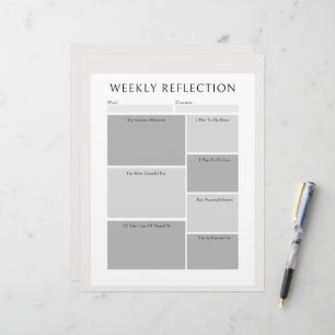 Weekly Reflection Planner Printable Worksheet Letterhead