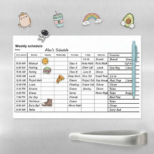Weekly schedule and memo magnetic dry erase sheet