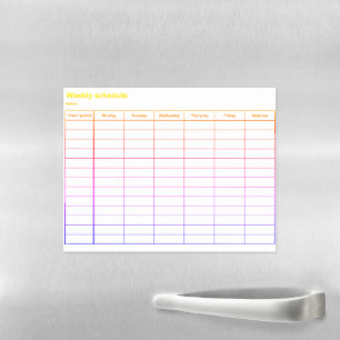 Weekly schedule magnetic dry erase sheet