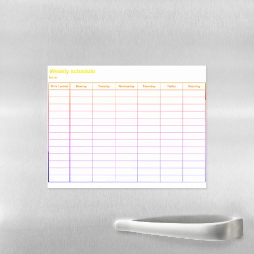 Weekly schedule magnetic dry erase sheet