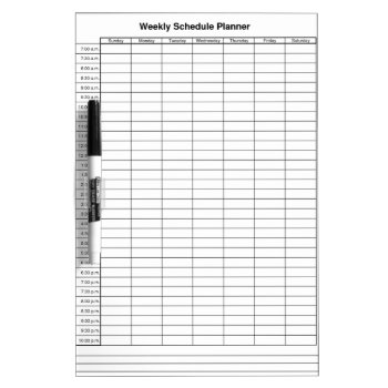 Weekly Schedule Planner Dry-erase Board by Allita at Zazzle