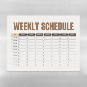 Weekly Schedule Planner Minimal Beige Grid Magnetic Dry Erase Sheet