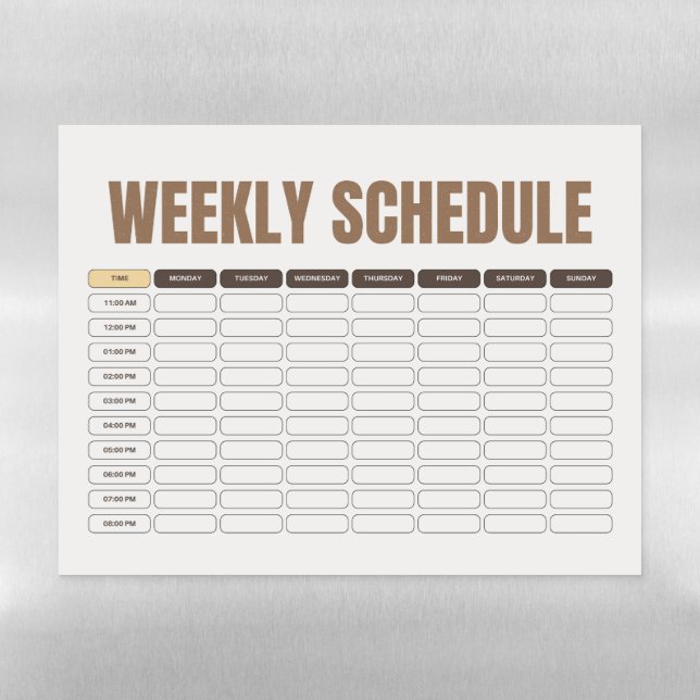 Weekly Schedule Planner Minimal Beige Grid Magnetic Dry Erase Sheet (Horizontal)
