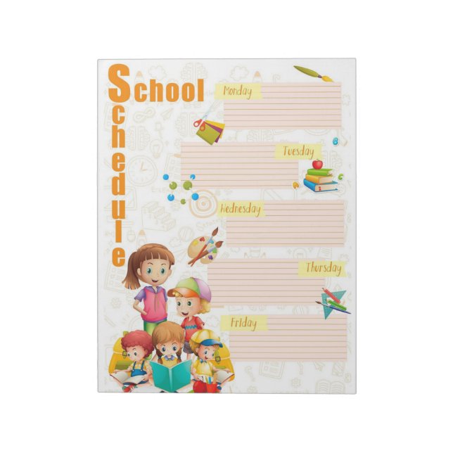 Weekly School Schedule Notepad (Rotated)
