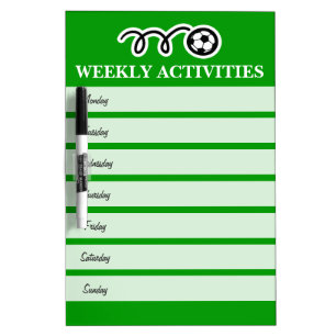 Weekly sports activity calendar dry erase board