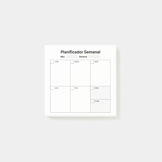 Weekly Study Planner (in Spanish) Post-it Notes (Front)