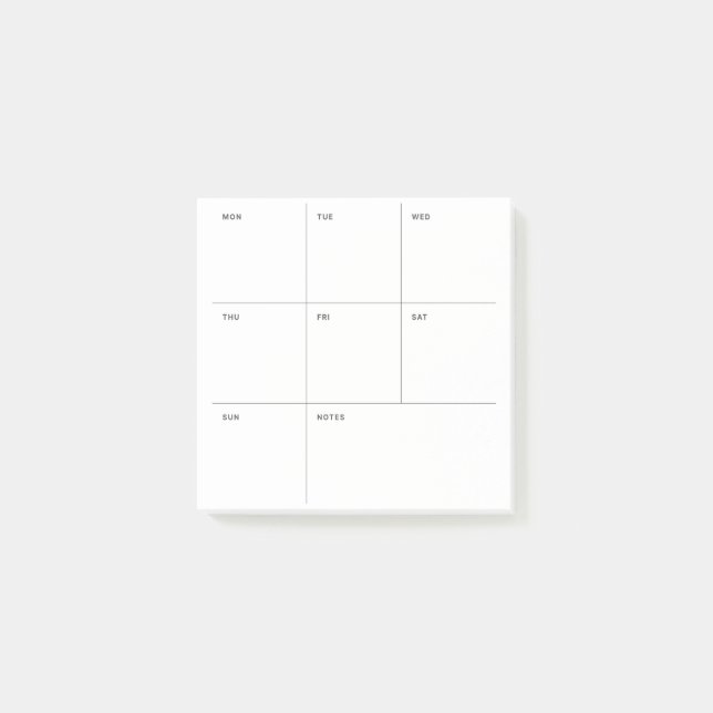 Weekly Study Planner Post-it Notes (Front)