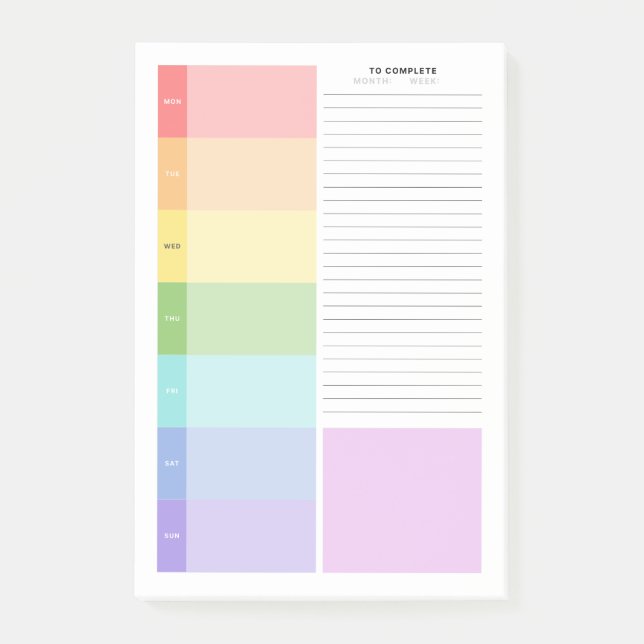 Weekly Study Planner Post-it Notes (Front)