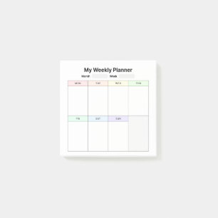 Weekly Study Planner Post-it Notes