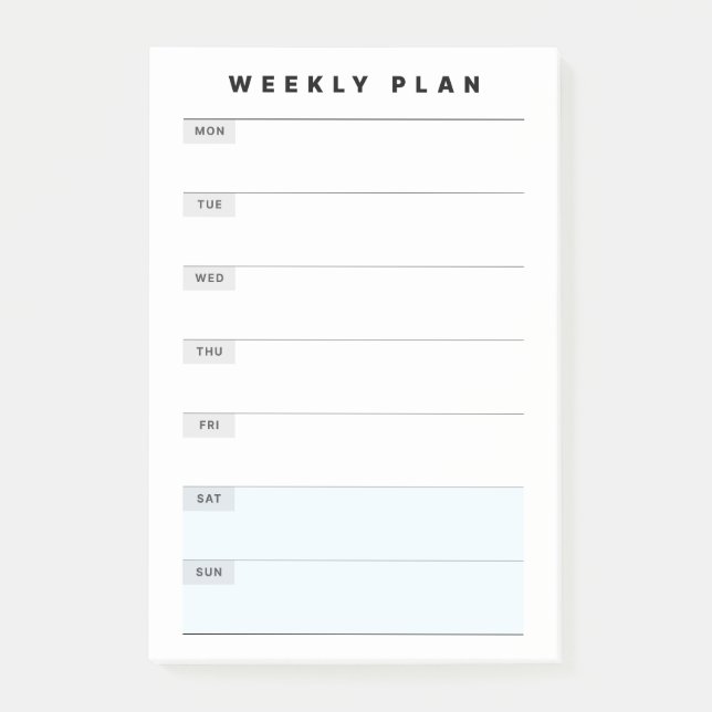 Weekly Study Planner Post-it Notes (Front)