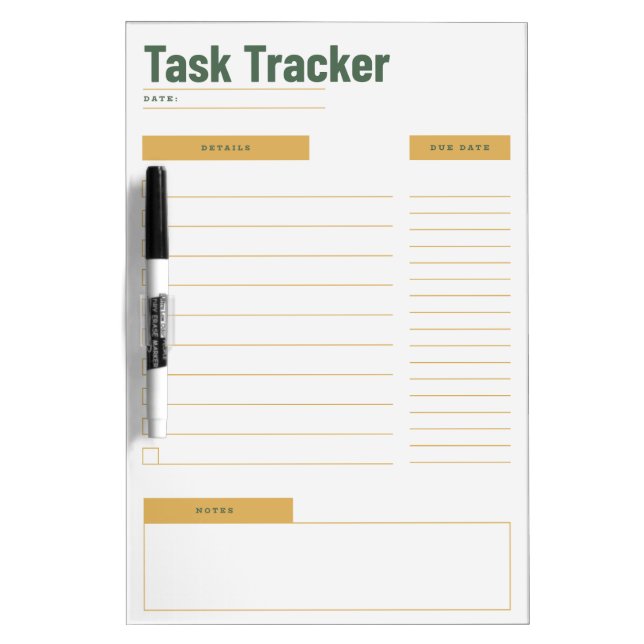 WEEKLY TASK TRACKER  DRY ERASE BOARD (Front)
