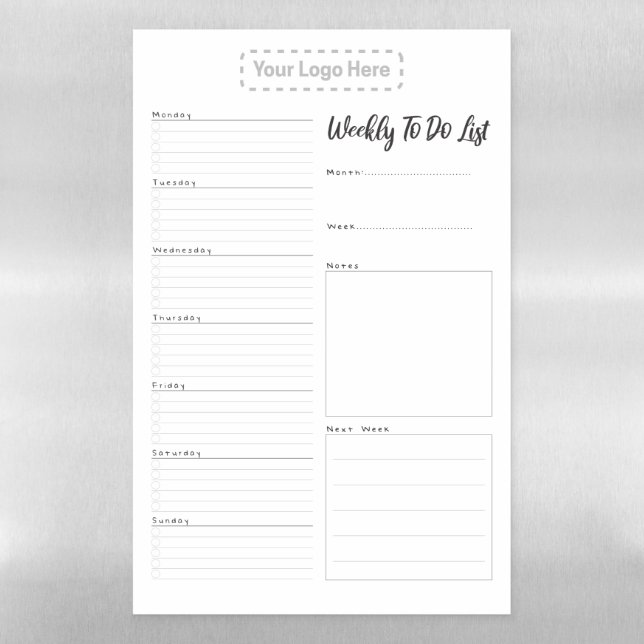 Weekly to do list at a glance magnetic dry erase sheet (Vertical)