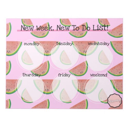 Weekly To Do List Kawaii Watermelon Slice Notepad