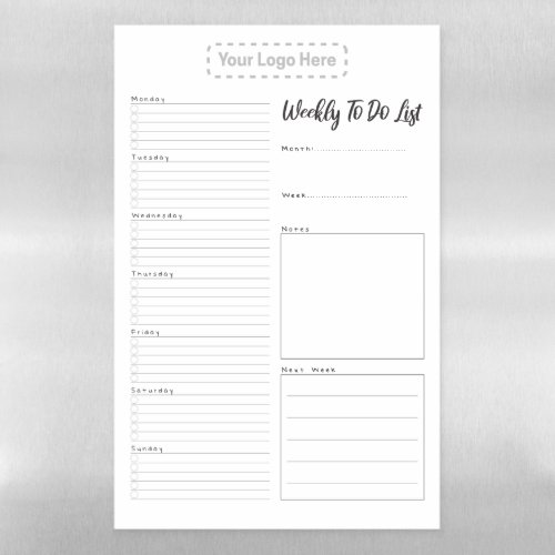 Weekly to do list magnetic dry erase sheet