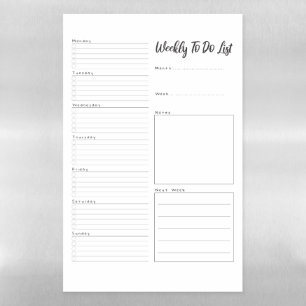 Weekly to do list magnetic dry erase sheet