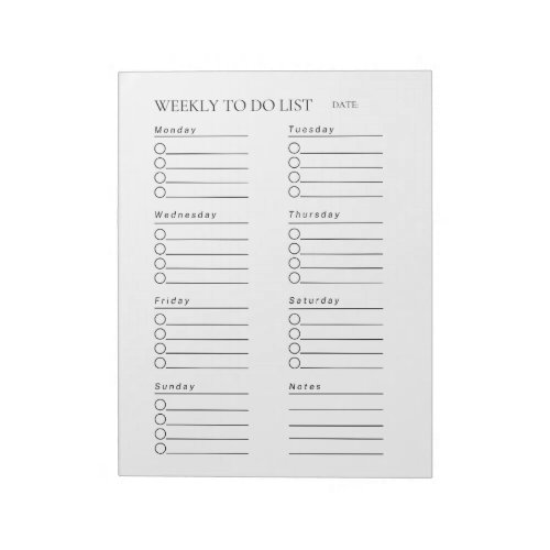 Weekly To_Do List Notepad
