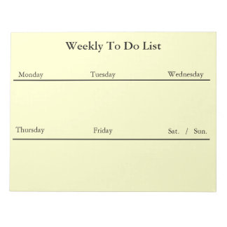 Weekly To Do List Notepad (White)