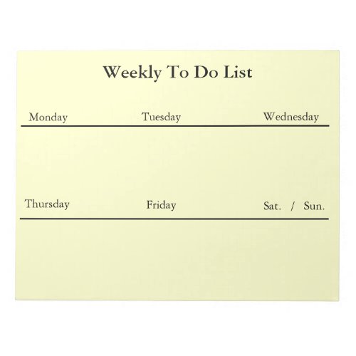 Weekly To Do List Notepad White