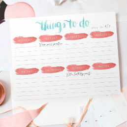 Weekly To Do List Planner | Coral and Aqua Notepad