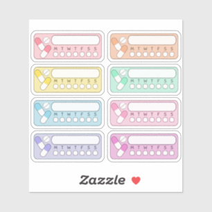 Weekly Vitamin Medicine Tracker Pill Reminder  Sticker
