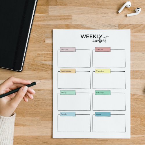 Weekly Workout Planner Notepad