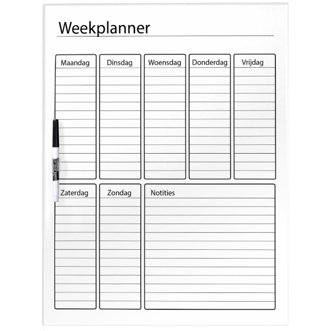 Weekscheduler Dry Erase Board (Front)