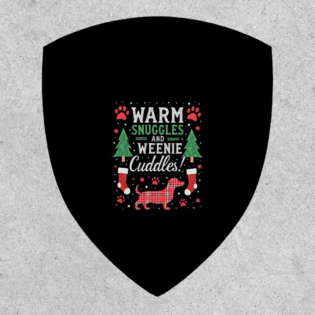 Weenie Dog Christmas Pajama Shirt Cute Weiner Ugly Patch (Front)