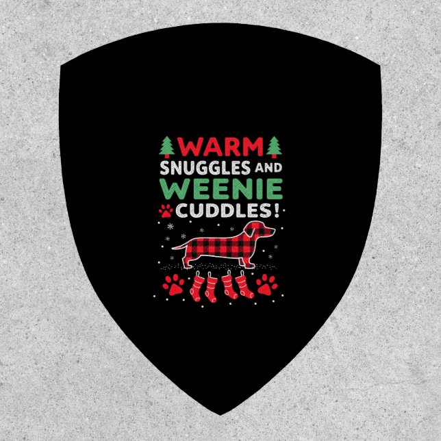 Weenie Dog Christmas Pajama Shirt Cute Weiner Ugly Patch (Front)