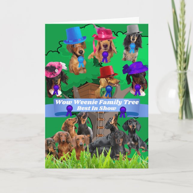 Weenie Dog Family Tree Blank Greeting Card (Front)