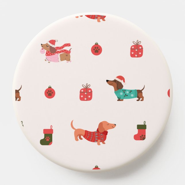  Weenie Dogs Christmas Pattern PopSocket (Popsocket)