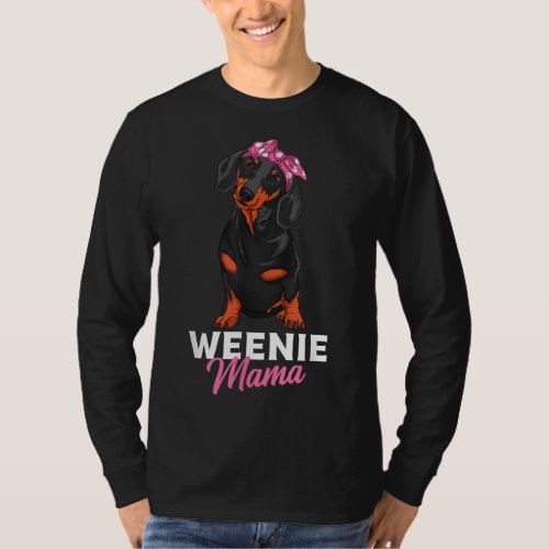 Weenie Mama Cute Dachshund Lover Weiner Dog T_Shirt