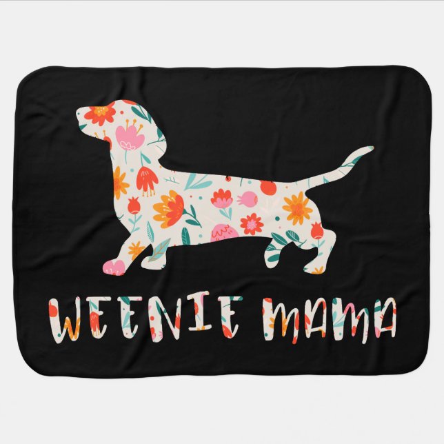 Weenie Mama Dachshund floral Baby Blanket (Horizontal)