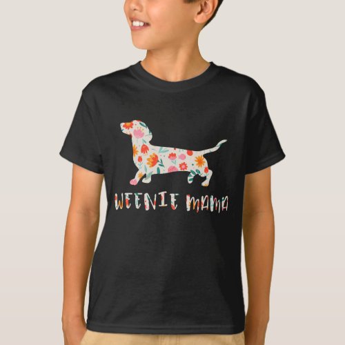 Weenie Mama Dachshund floral T_Shirt