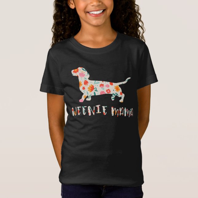 Weenie Mama Dachshund floral T-Shirt (Front)