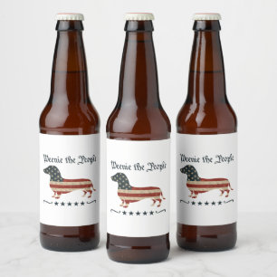 Weenie The People Dachshund 4th Of July Beer Bottle Label